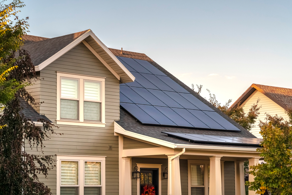 Home with Solar Panels on Roof